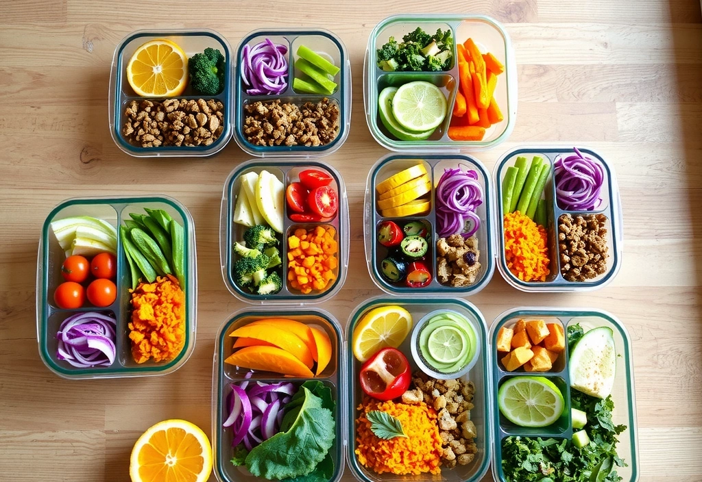 Healthy and colorful vegetarian meal prep