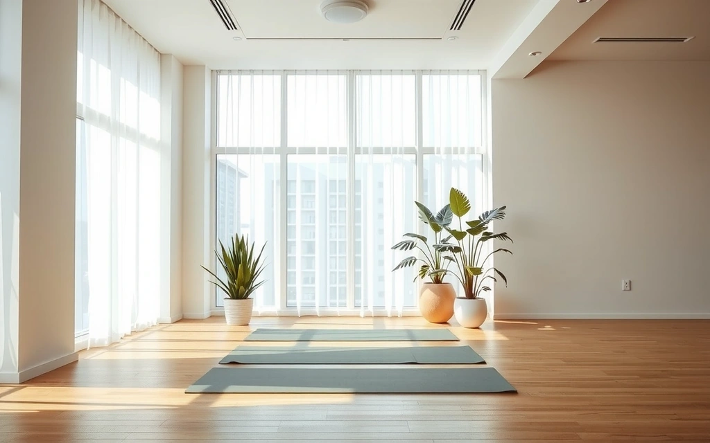 New yoga studio space with natural light