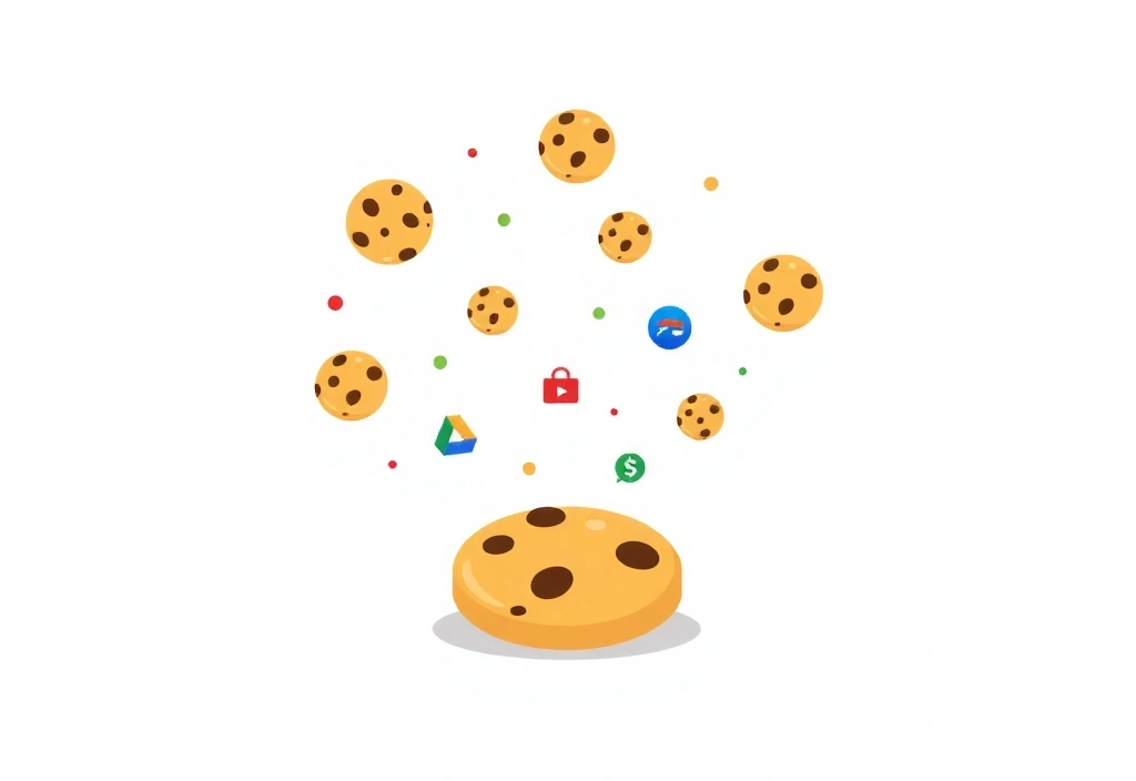 Illustration of browser cookies, small files representing data exchange.
